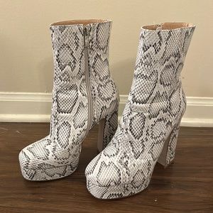 Pretty Little Things snake skin booties